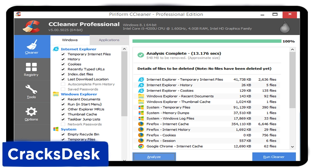 Interface of CCleaner Pro Crack